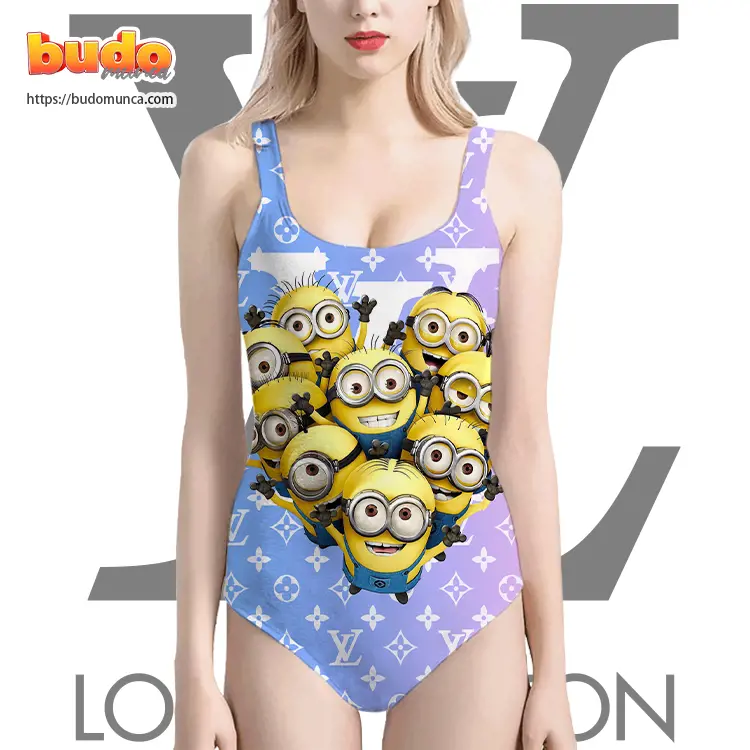 Lv feat despicable me minion team swimsuit louis vuitton gift uninque for women